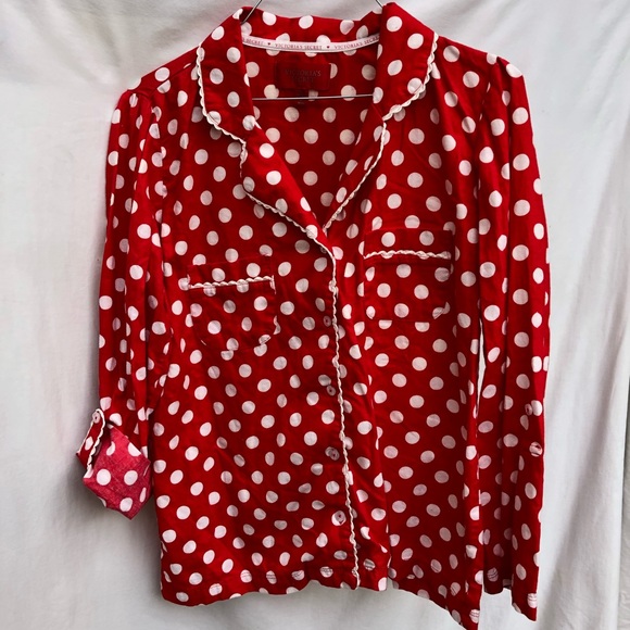 $ drop! Victoria’s Secret PolkaDot Pajama Top S/P - Picture 1 of 6